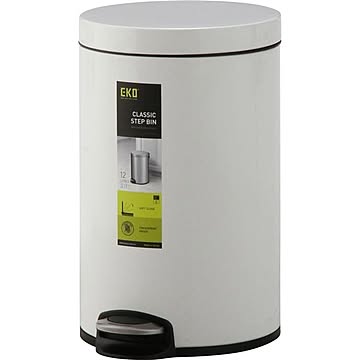 クラシックステップビン 12L ステンレススチール サイレントリッド 白 完成品