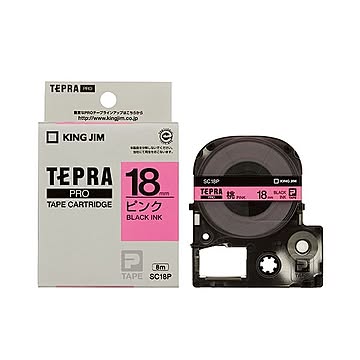(まとめ) キングジム テプラ PRO テープカートリッジ パステル 18mm ピンク／黒文字 SC18P 1個 【×10セット】
