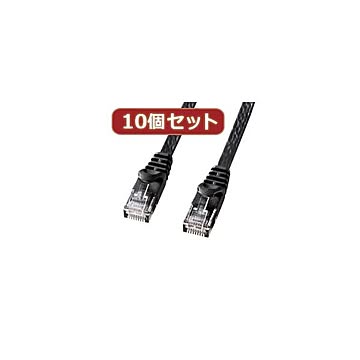 10個セットサンワサプライ カテゴリ6フラットLANケーブル LA-FL6-05BKX10