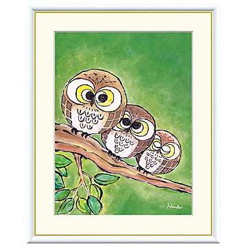 額絵 円満ふくろう 日菜子 52x42cm 三幸