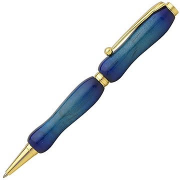 日本製 Air Brush Wood Pen キャンディカラー ボールペン(ギター塗装)【クロスタイプ/芯：0.7mm】Blue/カーリーメイプル