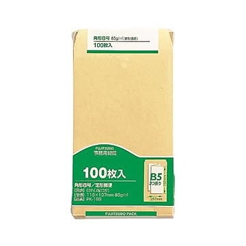 （まとめ） 再生紙クラフト封筒 100枚パック入 PK-188 100枚入 【×5セット】