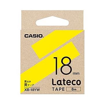 （まとめ）カシオ ラテコ 詰替用テープ18mm×8m 黄/黒文字 XB-18YW 1個【×10セット】