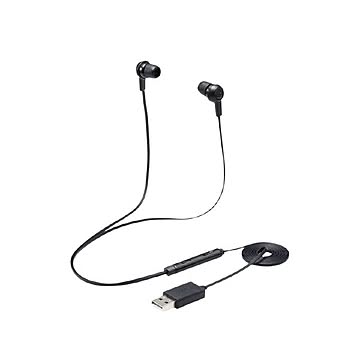 エレコム インナーイヤー型ヘッドセット/カナル/ミュートスイッチ付/両耳/USB/ブラック HS-EP17UBK