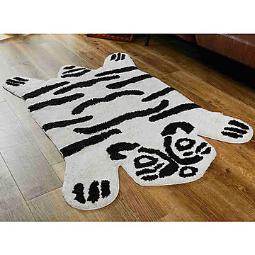 アニマル ラグ ラグマット カーペット 150 90 一人暮らし シンプル モダン トラ ネコ 三毛猫 ミケネコ ホワイトタイガー リビング ベッドルーム 居間 オールシーズン 綿100 コットン