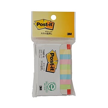 (まとめ) 3M ポストイット スリム見出し 再生紙スタンダードカラー 50×7.5mm 混色 710RP-K 1パック（10冊）  【×30セット】