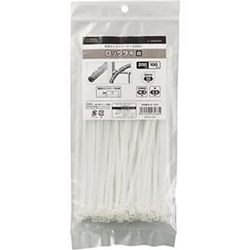 (まとめ) オーム電機 ロックタイ 200mm 白 LT-200W100WH 1袋(100本) 【×5セット】