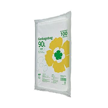 （まとめ）TANOSEE ゴミ袋エコノミー 半透明 90L 1パック（100枚）【×5セット】