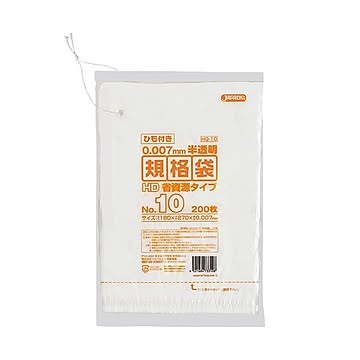 （まとめ） ジャパックス 規格袋HDひも付き 10号180×270mm HQ10 1パック（200枚） 【×50セット】