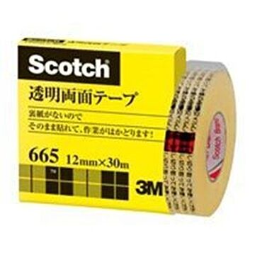 （まとめ）スリーエム 3M 透明両面テープ 665-1-12 12mm×30m×3セット