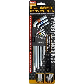 （業務用3セット）TRAD セミロングターボール（六角レンチ/作業工具） 9個入 アングル付き TCA-9 〔業務用/DIY用品/日曜大工/スパナ〕【×3セット】