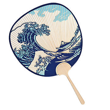 京うちわ 浪裏（両面透かし）  m12746