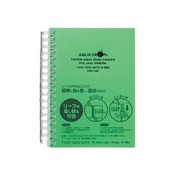 まとめ リヒトラブ AQUA DROPsツイストノート 厚型 A6 B罫 黄緑 70枚 N-1665-6 1冊 ×30セット