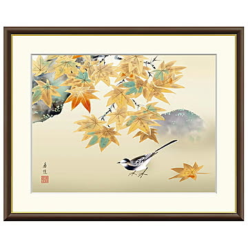 額絵 紅葉に小鳥 西尾香悦 52x42cm 三幸