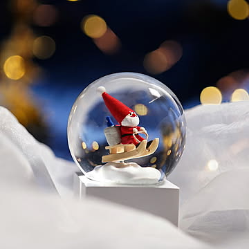 ノルディカニッセ スノードーム ミニ そりに乗ったサンタ