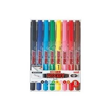 (業務用50セット) 三菱鉛筆 水性ペン/プロッキー 【細字/極細 8色セット】 水性顔料インク PM120T8CN