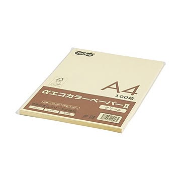 (まとめ) TANOSEE αエコカラーペーパーII A4 クリーム 少枚数パック 1冊（100枚） 【×30セット】