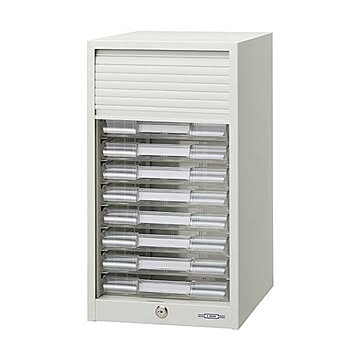 ライオン事務器シャッター扉付レターケース A4タテ ライトグレー 1台