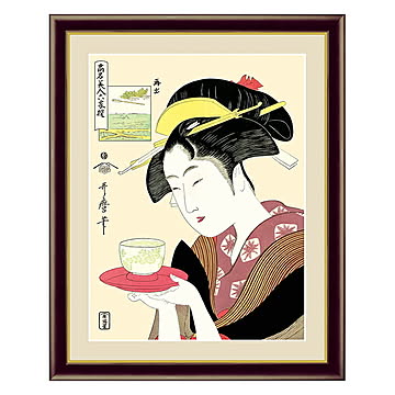 アート 額絵 難波屋おきた 喜多川 歌麿 本紙サイズ F4(約31x23cm) 額サイズ 42x34cm 三幸