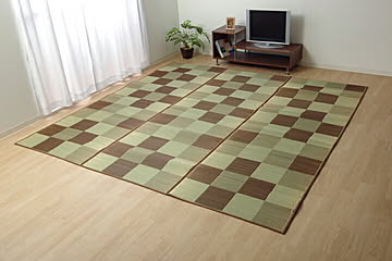 純国産 い草花ござカーペット ブロック 江戸間2畳 約174×174cm