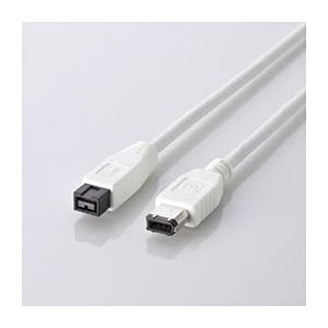 （まとめ）エレコム FireWireケーブル（9ピン-6ピン） IE-961WH【×2セット】