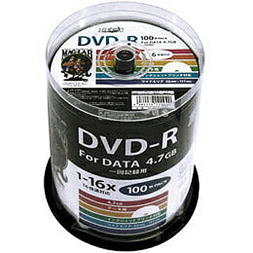 HI DISC　DVD-R 4.7GB 100枚スピンドル 1?16倍速対応 ワイドプリンタブル　HDDR47JNP100 管理No. 4984279120040