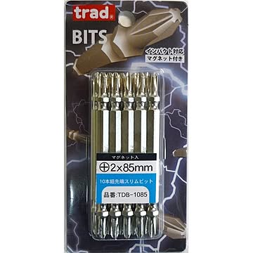 (業務用15セット) TRAD 先端スリムビット 【10本組×15セット】 ＋2×85ｍｍ インパクト対応 TDB-1085 〔DIY用品/大工道具〕