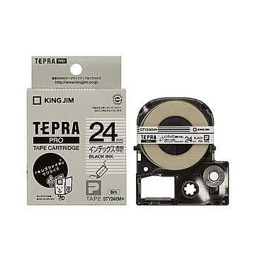（まとめ） キングジム テプラ PRO テープカートリッジ インデックスラベル 24mm 透明／黒文字 STY24KM 1個 【×4セット】