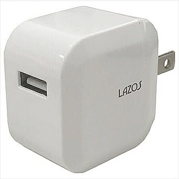 100個セット Lazos AC充電器　1口2.1A　ホワイト L-2.1ACX100 管理No. 4589452997190