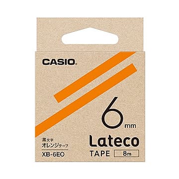 （まとめ）カシオ ラテコ 詰替用テープ6mm×8m オレンジ/黒文字 XB-6EO 1個【×10セット】