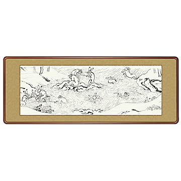 額絵 鳥獣戯画 恵風 124x48cm 三幸