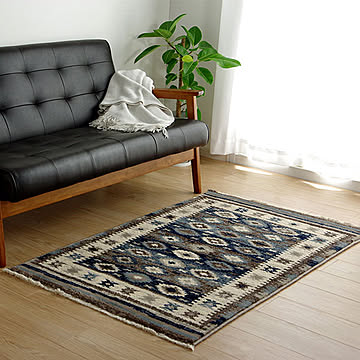 イケヒコ・コーポレーション プルメリア ラグ 80×130cm ネイビー 2352209