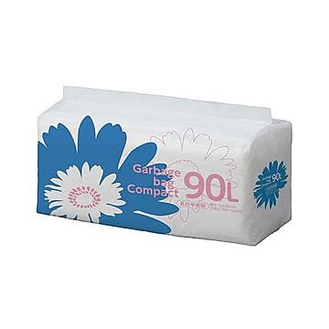 （まとめ）TANOSEE ゴミ袋 コンパクト乳白半透明 90L 1パック（50枚）【×5セット】