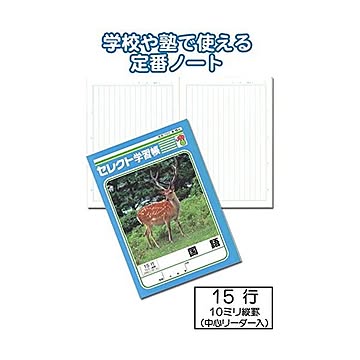 学習帳K-15-3国語 縦罫15行中心リーダー入 10個セット 32-815