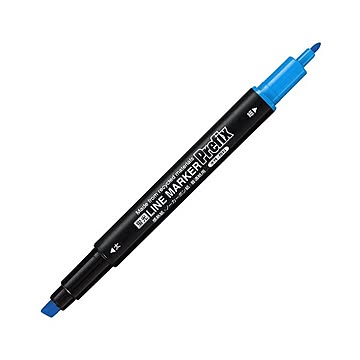 （まとめ） コクヨ蛍光OAマーカー（再生樹脂・ツイン） プリフィクス 中字+細字 青 PM-L202B 1セット（10本） ×5セット