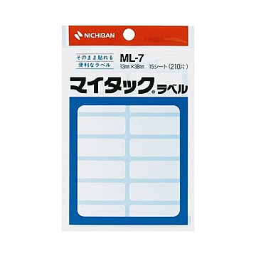 (まとめ) ニチバン マイタックラベル 一般無地 13×38mm ML-7 1パック(210片：14片×15シート)  【×50セット】