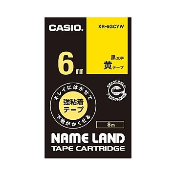 (まとめ）カシオ計算機 ラベルテープ XR-6GCYW 黒文字黄テープ6mm×5セット