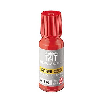 (まとめ) シヤチハタ 強着スタンプインキ タート （多目的タイプ） 小瓶 55ml 赤 STG-1 1個  【×10セット】