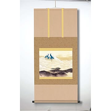 【横山大観生誕150年】富士図・富士絵画・高精彩特色技術絵■横山大観　霊峰富士掛軸(尺五)　霊峰不二