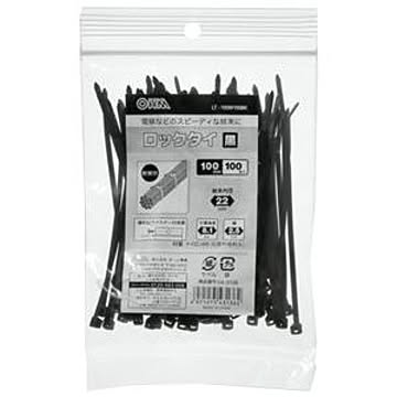 (まとめ) オーム電機 耐候性ロックタイ 100mm 黒 LT-100W100BK 1袋(100本) 【×20セット】