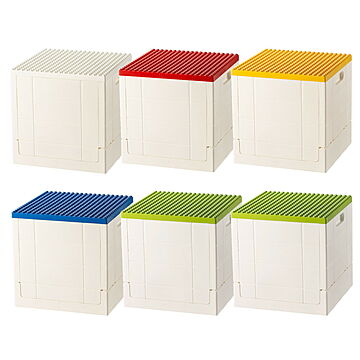 霜山 折りたたみ 収納ボックス 6点セット 白×1青×1緑×2赤×1黄×1
