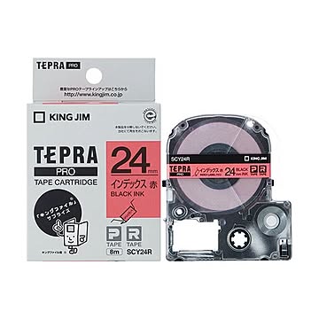 (まとめ) キングジム テプラ PROテープカートリッジ インデックスラベル 24mm 赤/黒文字 SCY24R 1個 【×10セット】