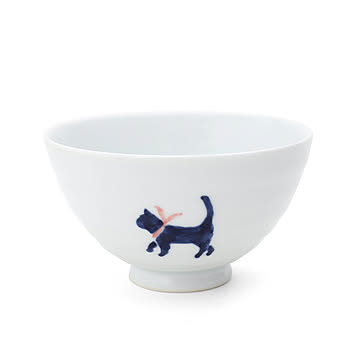 藍花 気まま猫 飯碗