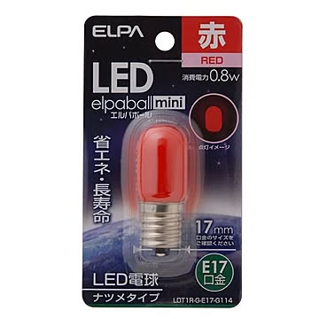 （まとめ） ELPA LEDナツメ球 電球 E17 レッド LDT1R-G-E17-G114 【×20セット】