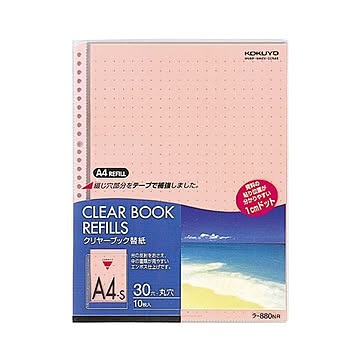 (まとめ) コクヨ クリヤーブック(クリアブック)替紙 カラーマット A4タテ 2・4・30穴 赤 ラ-880NR 1パック(10枚)  【×30セット】
