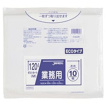 (まとめ) ジャパックス 業務用ダストカート用ゴミ袋 透明 120L DKM93 1パック(10枚) 【×10セット】
