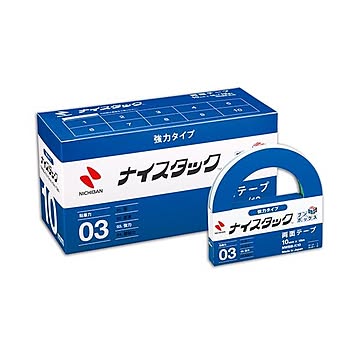 (まとめ) ニチバン ナイスタック 両面テープ 強力タイプ ブンボックス 大巻 10mm×18m NWBB-K10 1パック(12巻)  【×5セット】