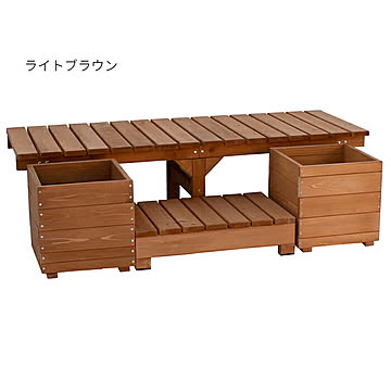 デッキ ステップ プランター セット 組立式 ユニット縁台ベンチ hiyori ひより DE-15555PLST 幅1545x奥行550x高さ400mm 住まいスタイル