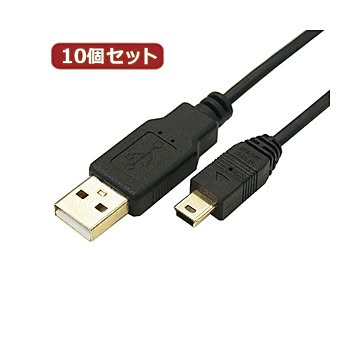 変換名人 10個セット 極細USBケーブルAオス-miniオス 5m USB2A-M5／CA500X10