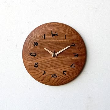 一枚板 壁掛け時計 木の時計 ニレ無垢材 